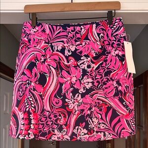 New Lilly Pulitzer Active Athletic Print Golf Skort Skirt Size 4 Pink Red Navy